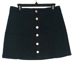 VIP Black A-Line Skirt with Silver Buttons